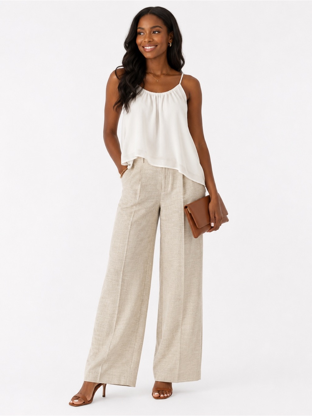 ZARA Cream Wide-Leg Pants